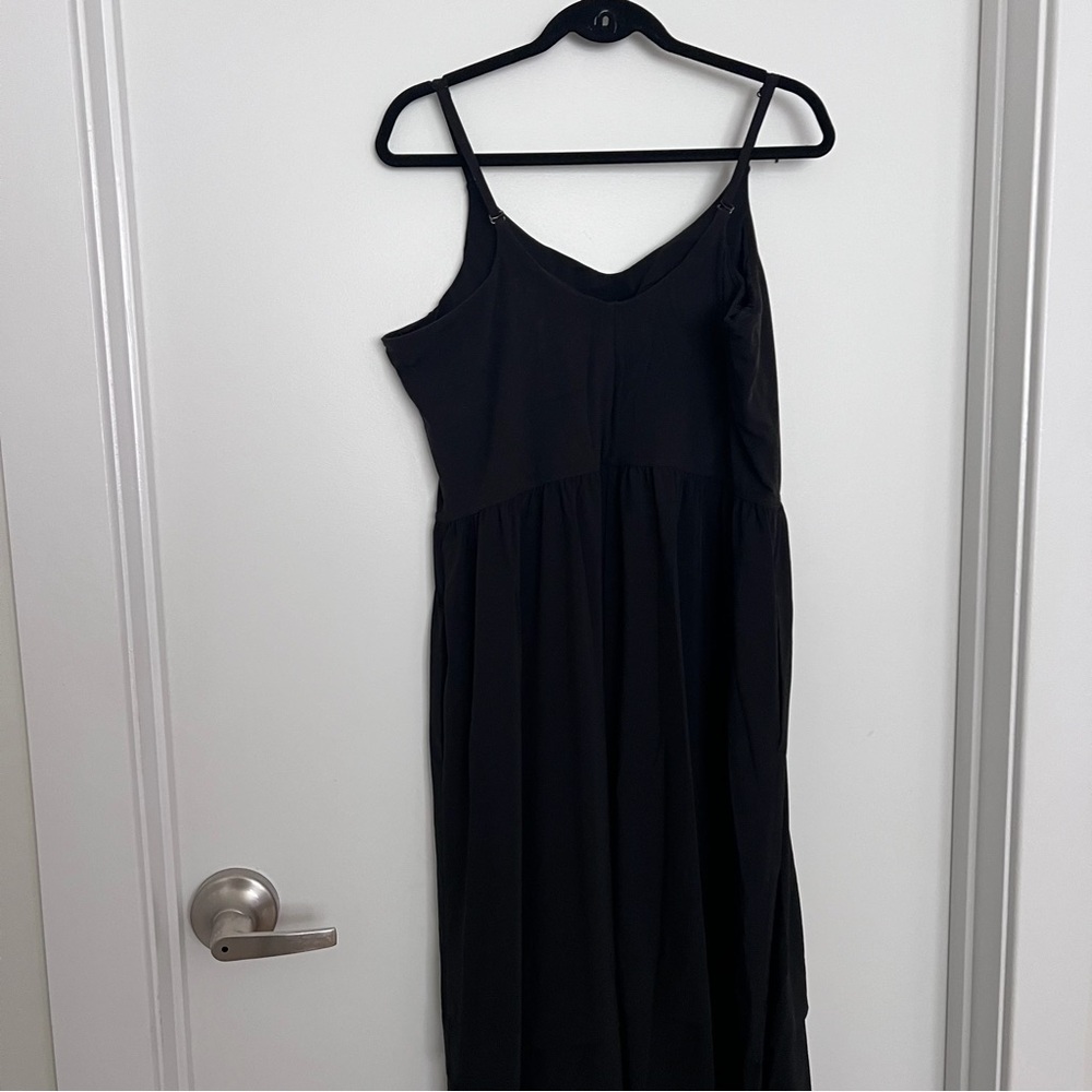 Black Athleta Spandex Blend Midi Dress Size XL - Picture 4 of 8